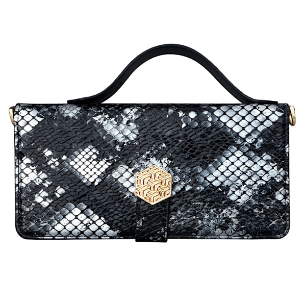 Etui til iPhone 13 Pro Max sort enkelt læder etui slange mønster håndholdt crossbody pung