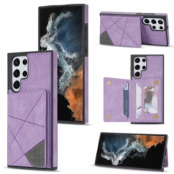 Etui til iPhone 15 Pro lilla syning kortholder læder mode