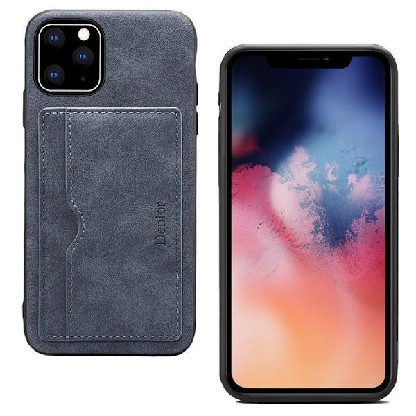 iPhone 13 Pro -kotelo, sininen, korttipidike, putoamista ja kulutusta kestävä nahka