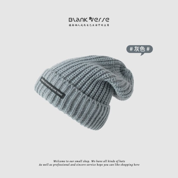 Lämmin talvi neulottu pipo hatut korealaistyylistä syksyä ja kirjaimia All-Match neulepusero Kylmäpaksuinen naisten unisex Gray