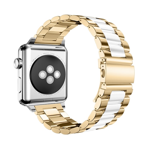 Klockarmband för Apple Watch iWatch Interface 38-40-41mm s10-42mm Tre pärlor - guld och vit kant sand sprayfärg