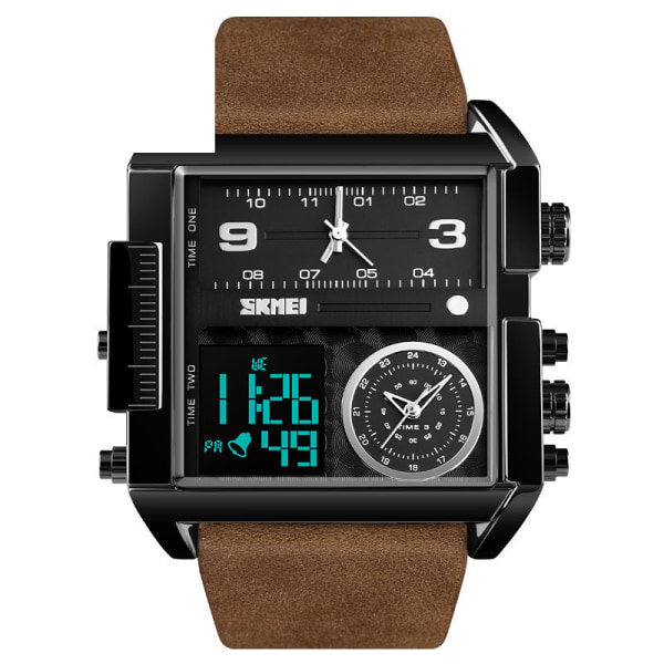 Herreure Sports Multi-Function Square Watch Gave Black Shell