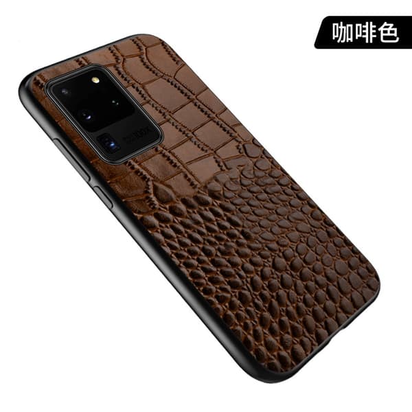 Fodral för Samsung Note20 Brun Krokodilläder med Ställ