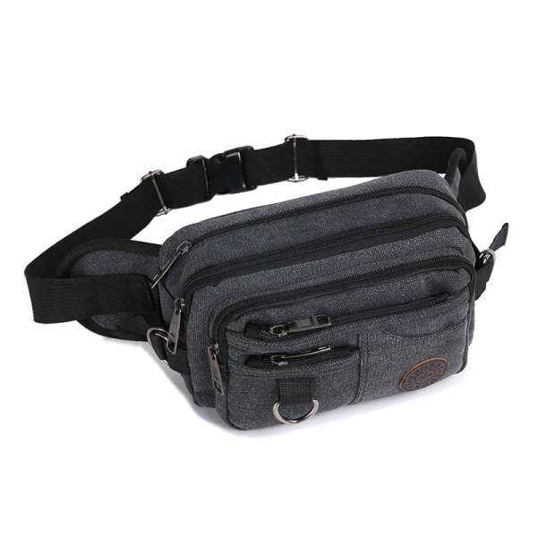 Menn kvinner Fanny Pack Midjeveske Outdoor Casual Crossbody Multi-Layer Mobiltelefon Business Checkout Black