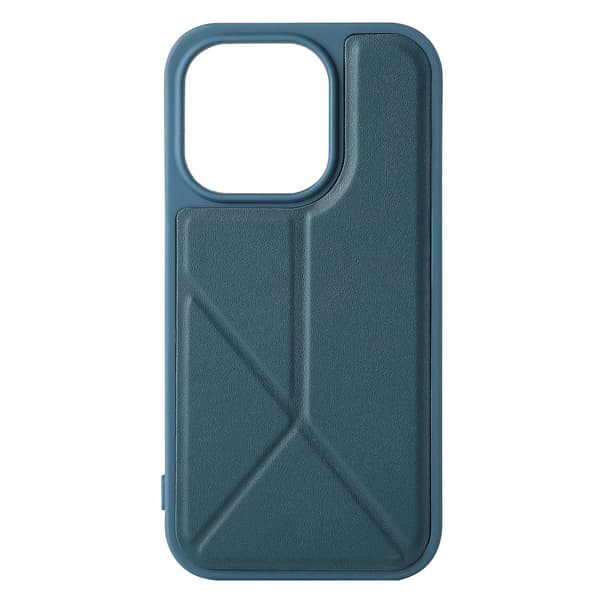 Fodral för iPhone 14plusblå ställ läder yttre skrivbord