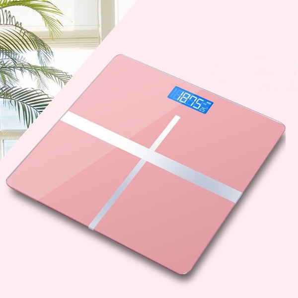 Kroppsviktsvåg Badrum rund hörnplattform Digital smart laddning Elektronisk hemprecision NO.2 Pink 26*26cm