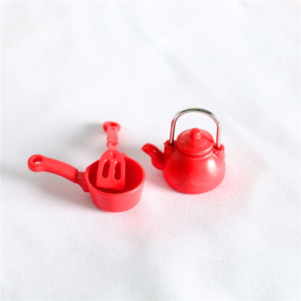 Miniatyrmøbler Leketøy Dukker Hus DIY dekorasjon Tilbehør Mini vannkoker skje 3-piece kettle set