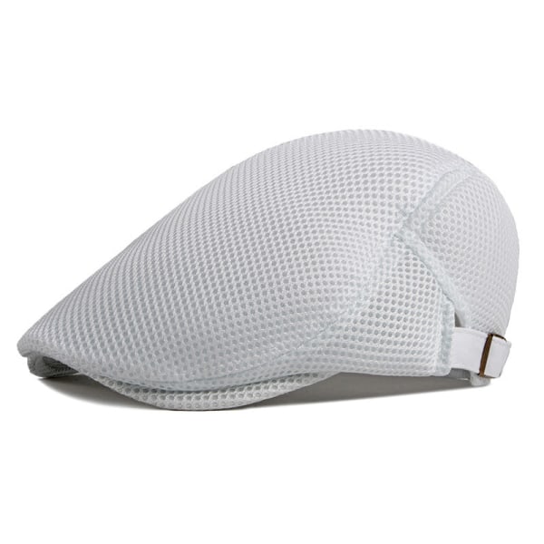 Baret Hat 2022 Forår/Sommer plus størrelse Ensfarvet Mesh Casual Solbeskyttelseshætte White Large Size 56-62cm