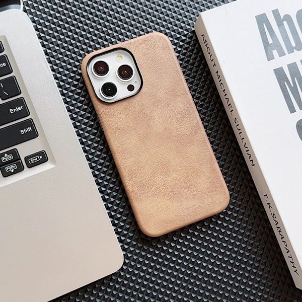 Etui til iPhone 16plus Desert Gold Crazy Horse Læder Magnetisk Korn Fuld Anti-fald