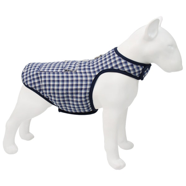 Kæledyrstøj Efterår Vinter Vandtæt Vindtæt Medium Stor Fleece-foret Tykket Hundevest Plaid Blue 3xl