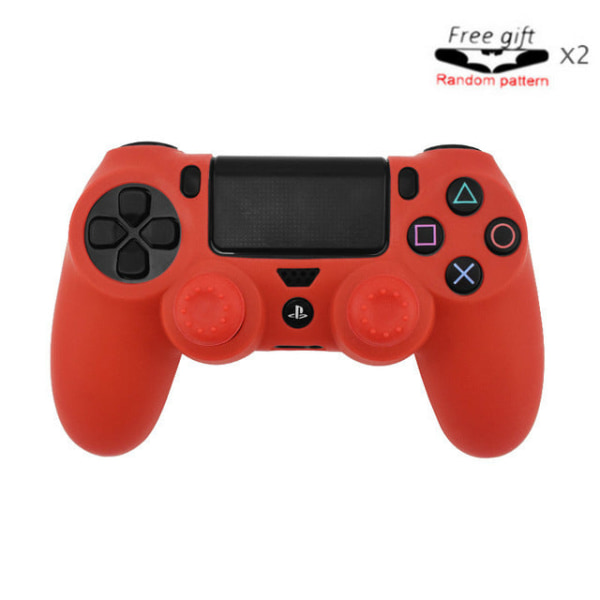 PS4 Handle Sleeve PS4 Slim Handle Naamiointi Cover PS4 Handle Graffiti Silikoni Suoja Solid color-red