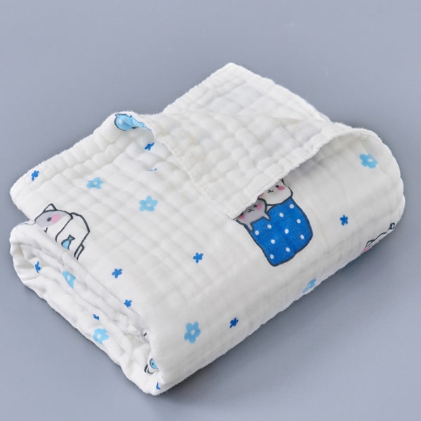 Ren bomuld højdensitet børnetæpper født seks-lags boblegaze tæppe Babys badehåndklæde Teacup cat 110*110cm