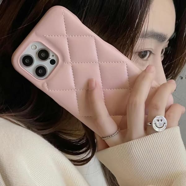 Fodral för iPhone 14pro rosa varm vinter ins diamantläder