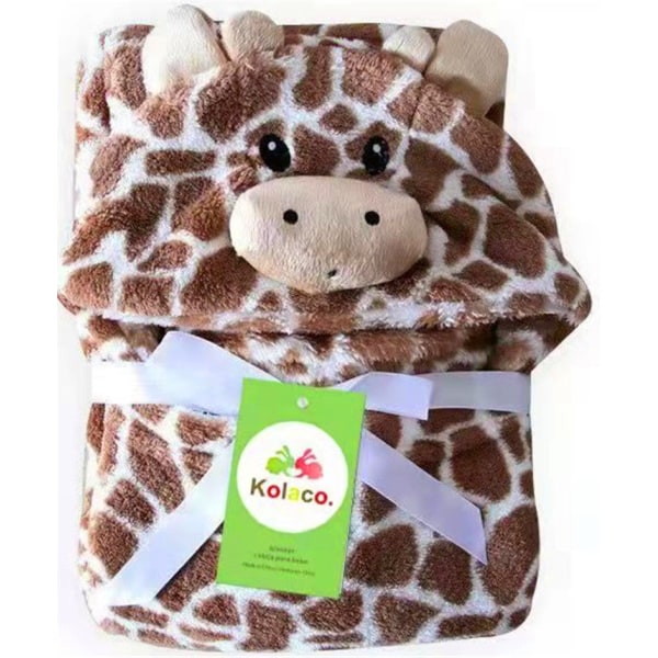 Flannel badehåndklæde til børn Badekåbe tegneserie Cape Cloak Babys tæppe krammetæppe Brown spot giraffe 100X70cm