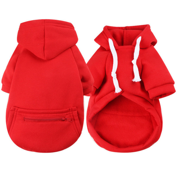 Kjæledyrklær Høst og vinter Fleece Glidelås Lommegenser Stor, Medium og Liten Pure Red M (about 5-8 Jin pet)