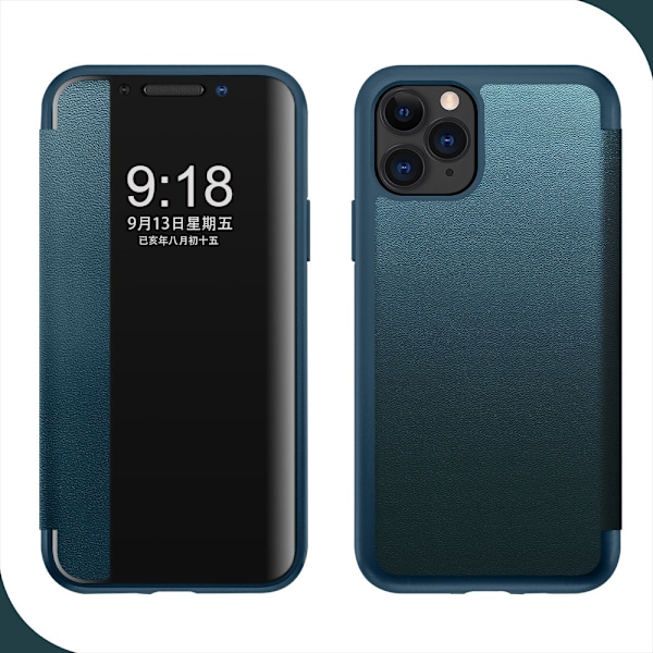 Fodral för iPhone 14PRO Qingshan Dai fönster slätt läder flip