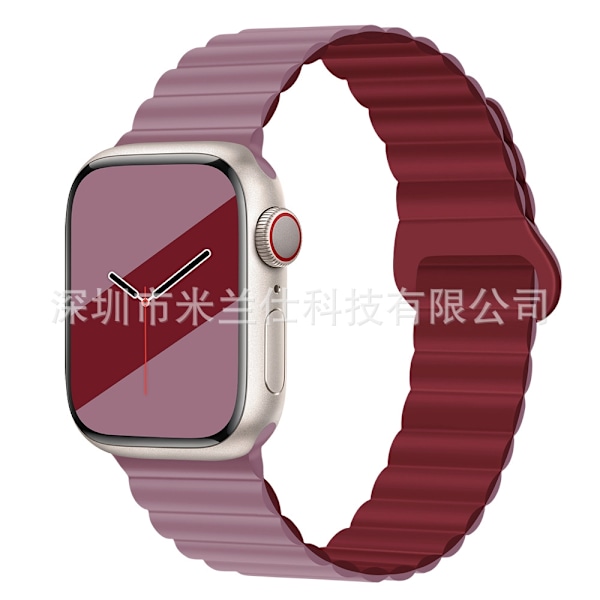 Klockarmband för Apple Watch iWatch 38/40/41/42mm-S10 47 Rökig Lila med Vinröd