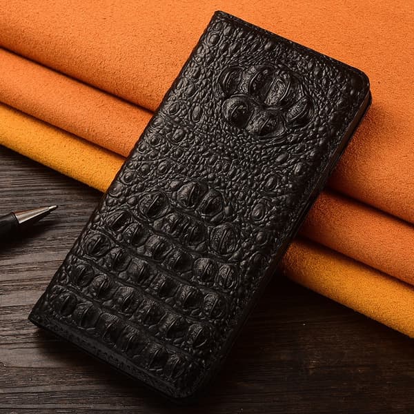 Etui til iPhone 13 mini Alligator Bagside Sort Læder Flip