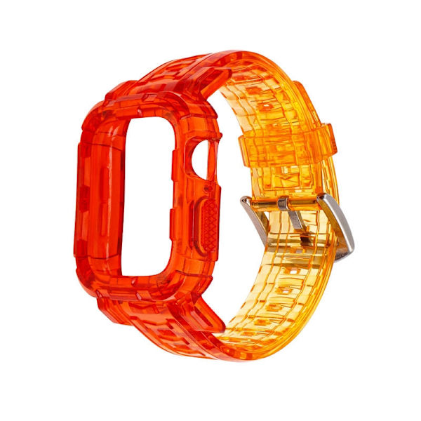 Kellon ranneke Apple Watch iWatch 42/44/45mm gradientti punainen ja oranssi, kumirengastyyppi, pidennetty versio