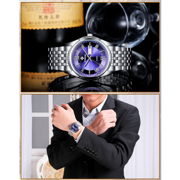 Herrklockor Kalender Kvartsklocka Watch Watch Vattentät watch Present White