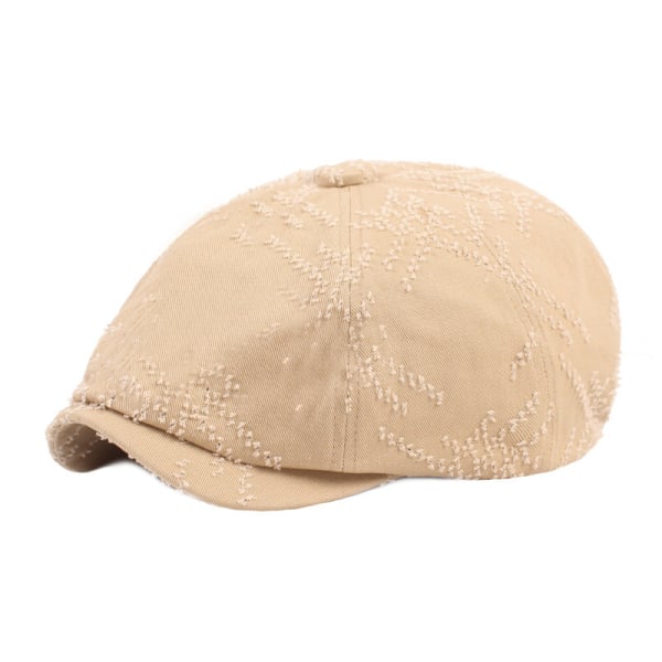 Barettihattu Kahdeksankulmainen cap Miesten ja naisten baretti Tee vanha revitty barettihattu Taiteellinen nuorisobaretti Beige M（56-58cm）