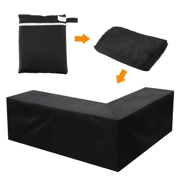 Vanntett hjørnesofa L-form trekk Hagemøbler Beskyttende universaltrekk 12 STØRRELSER Black 286X222X82cm