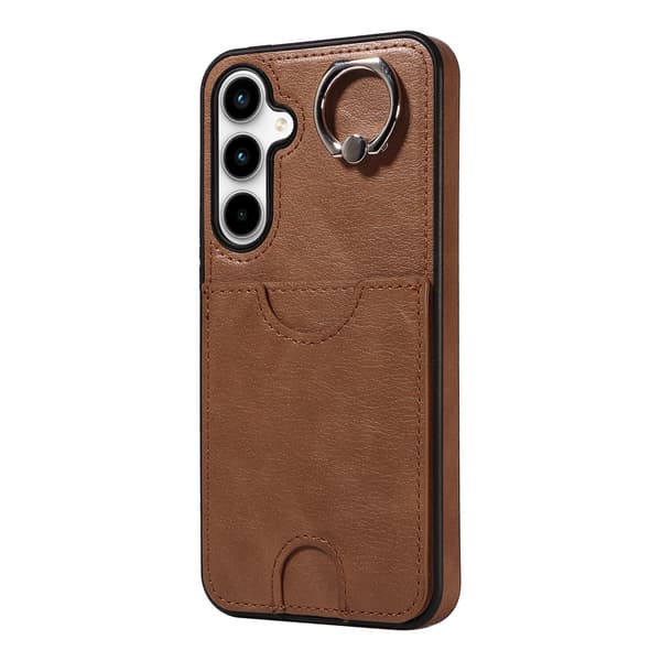 Fodral för iPhone15Plus Brun Kalvnarvs Kortfodral Läderfodral Bältesring