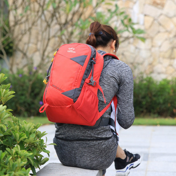 Udendørs rejserygsæk til mænds dobbeltskulder rejsevandresportstaske Red 20-35L