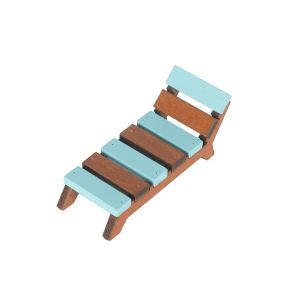 Miniatyrmøbler Leketøy Dukkehus DIY-dekorasjonstilbehør Mini 1:12 Beach Recliner Brown and Blue