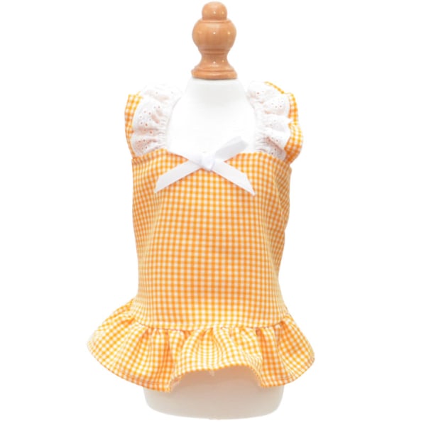 Husdjurskläder Nya våren och sommaren Pet Kjol Sommar Teddy Kläder yellow plaid XXL