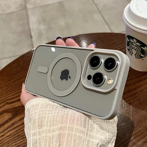 Etui til iPhone 17 Grå Silikon Akryl Magnetisk Transparent