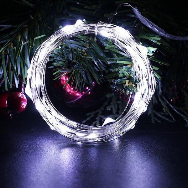 2M 5M 10M Led String Lights Batteridriven Sliver Wire Fairy Girl Light Christmas Outdoor Lights Chain Wedding Patry Decor White 5m 50leds