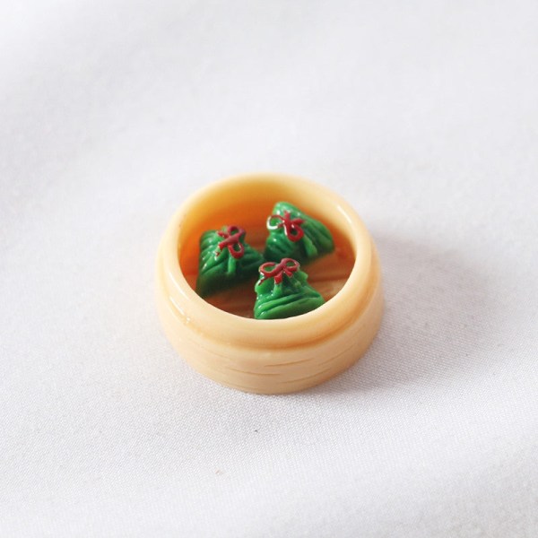 Miniatyrmøbler Leketøy Dukkehus Gjør-det-selv-dekorasjon Tilbehør Minisimuleringsbur Dampte dumplings Green cake