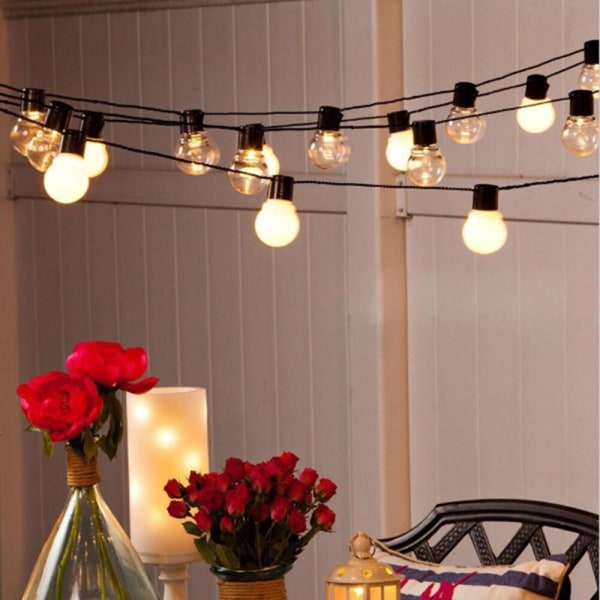 5m 20pærer Led Globe Fairy Light String Christmas Garland Street Bryllup Pære String Lampe Utendørs for Fest Ferie Hage Patio white milky bulbs 5M 20 Bulbs