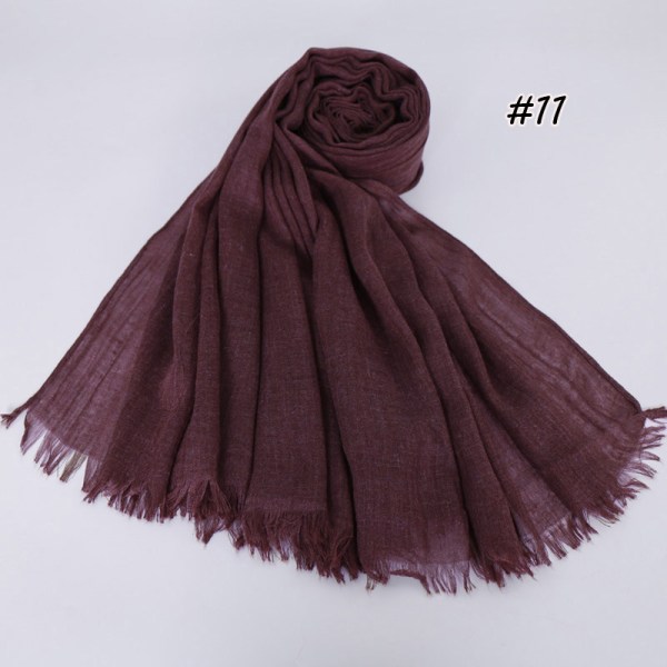 Kvinder Tørklæde Sjal 2022 Bomuld Linned Ensfarvet Tr Bomuld Koreansk Stil 11# rosewood color 190cm