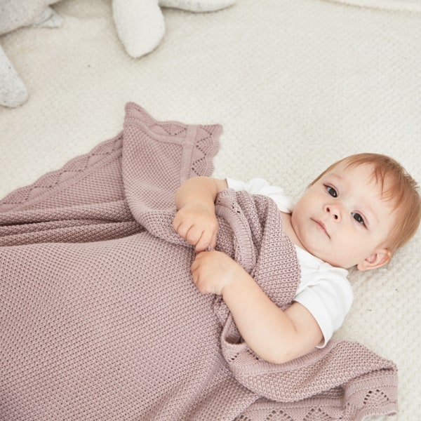 Norja Nordic Baby puuvillalanka neulottu peitto halauspeitto lastenrattaiden peitto Lotus Pink 80*100cm