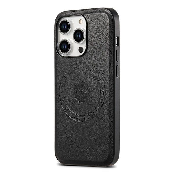 Etui til iPhone15 sort magnetisk læder