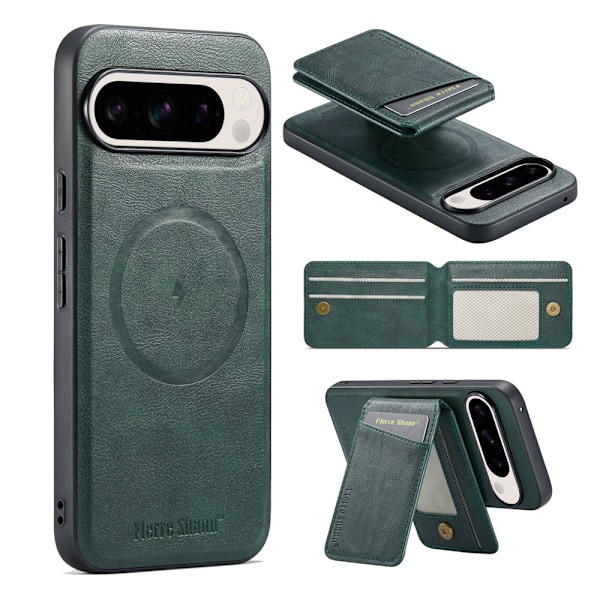 Etui til iPhone 13 Pro 025 grøn magnetisk læder kortindsættelse separation