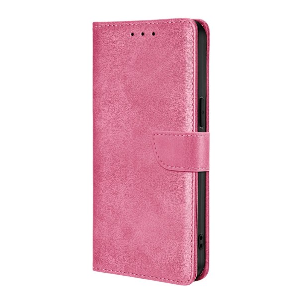 Fodral för iPhone 15 Pro Max rosa flip läder anti fall kortplats i lager