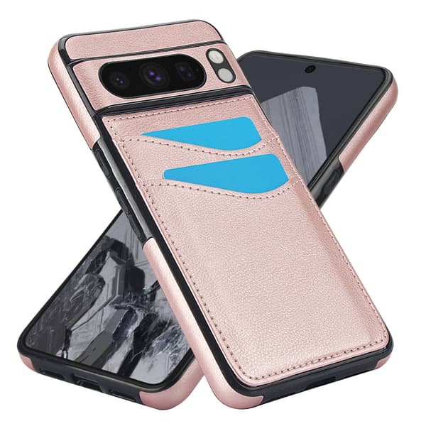 Fodral för iPhone 13pro max 6.7 roséguld läder litchimönster fallsäkert