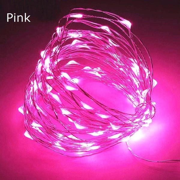 2/3/4/5/10M LED-slingor för julgransgirland utomhusfest bröllopsdekoration Pink 4M 40LED