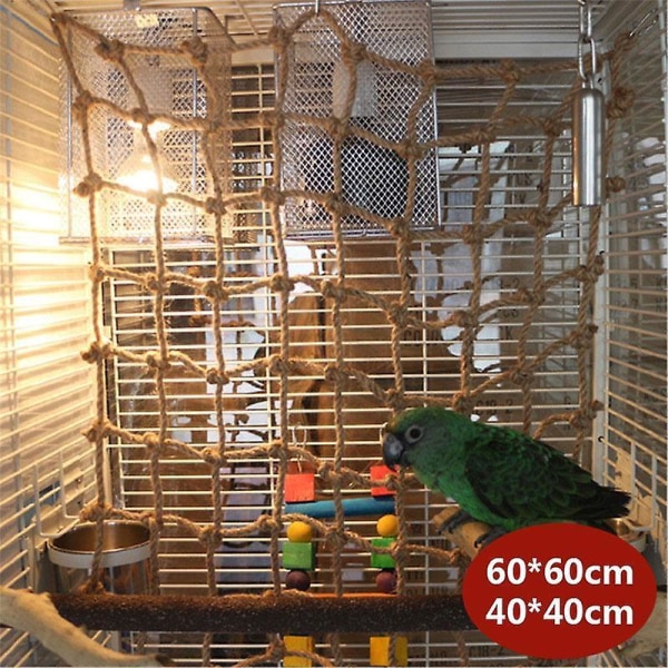 uusi 40x40cm lintukiipeilyverkko hamppuköysi papukaija riippuverkko