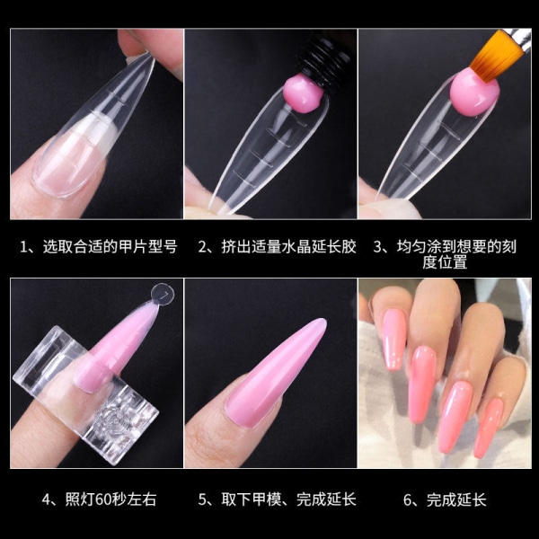 Kynsikoristeet Nail Art Crystal Extension Ei paperialustaa Nopea valohoito 01