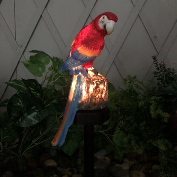 1 stk Nyhed Fugleafviser LED Solar Lys Udendørs Have Solar Lampe Ugle Ornament Dyre Fuglegård Udendørs Solar Lights Lamper red parrot