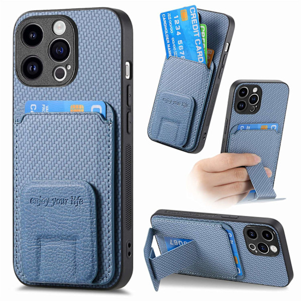 Kotelo iPhone 14 Pro Max -puhelimelle, sininen, yksinkertainen, korttipaikalla ja monikulmaisella tukijalalla