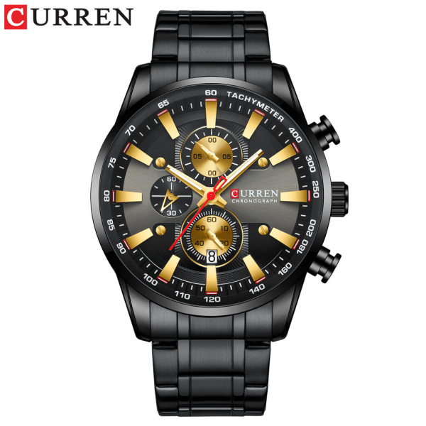 Business Casual Watch Quartz Waterproof Watch MZMW-8351 för män Black Gold