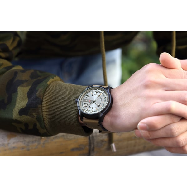 Herreure Digital Surface Belt Vandtæt Quartz Watch Gift Black shell and white