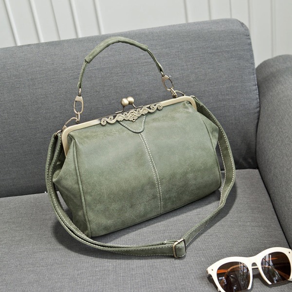 Dame Handbag Skulder Messenger Bag Frosted Retro Messenger Bag Green