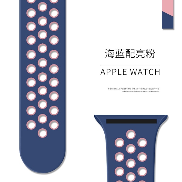 Klockarmband för Apple Watch iWatch 38/40/41/42mm Förlängt/L Havsblå med glitterpulver