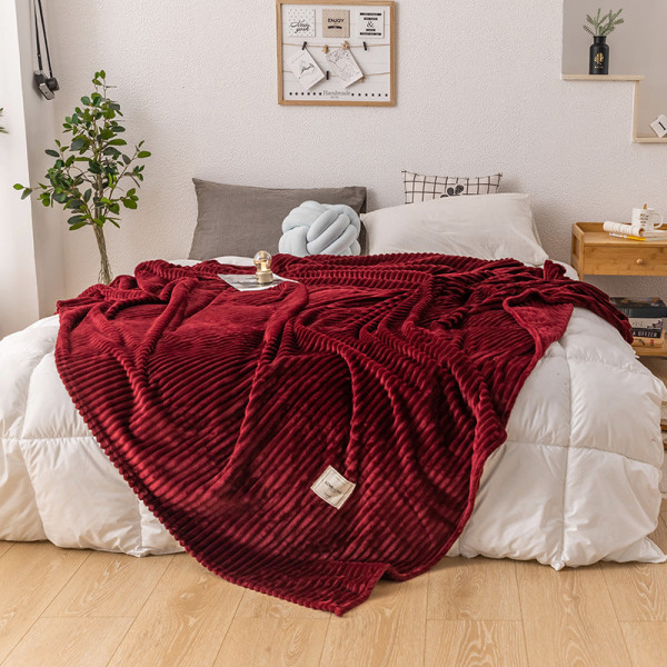 Magic Fleece Varmt Teppe Flanell Tykt Teppe Coral Fleece Teppe Melkefiber Bloom Red 180*200cm